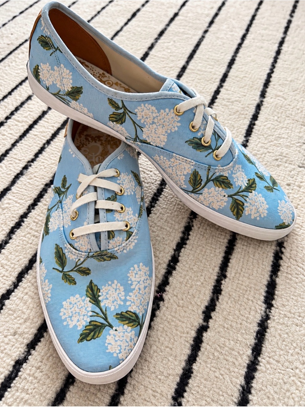 Keds Rifle Paper Co Light Blue Floral Canvas Lace-Up Women's Sneakers Size 9 NEW